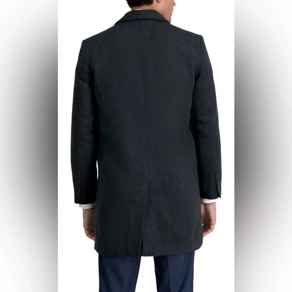 NWT Haggar Men's Mid-Length Single Breasted Brushed Twill Topcoat Size Medium - Picture 2 of 10